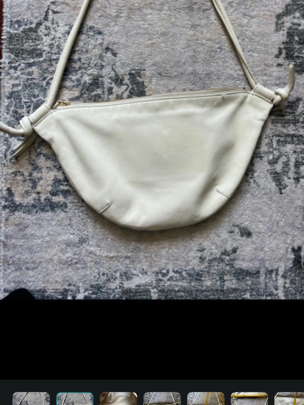 Freda Salvador Cream Half-Moon Leather Shoulder Bag - Picture 8 of 8
